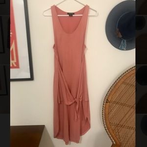 Dusty Pink Midi Dress with front tie